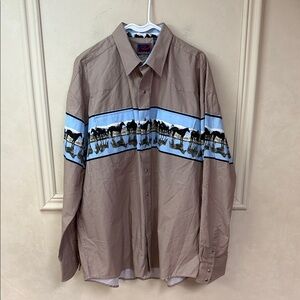 New! Roper Horse Print Western Button Down Shirt size XL